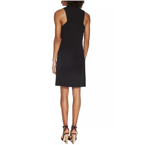 Halston Heritage Black High Draped Neck Sleeveless Dress Women's Large - Picture 3 of 11